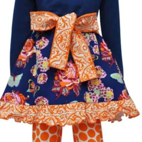 Autumn Floral Dress & Polka Dot Legging Set - Picture 2 of 7